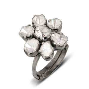 Flower Uncut Diamonds Vanity Adjustable Ring